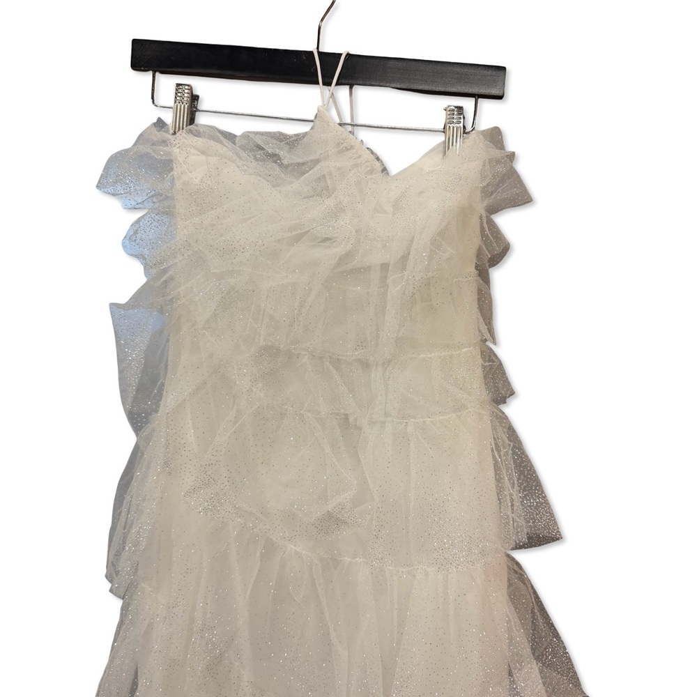 The Bar Henri Gown Blanc White tulle gown glitter Dress halter maxi Revolve 2 - Picture 7 of 10